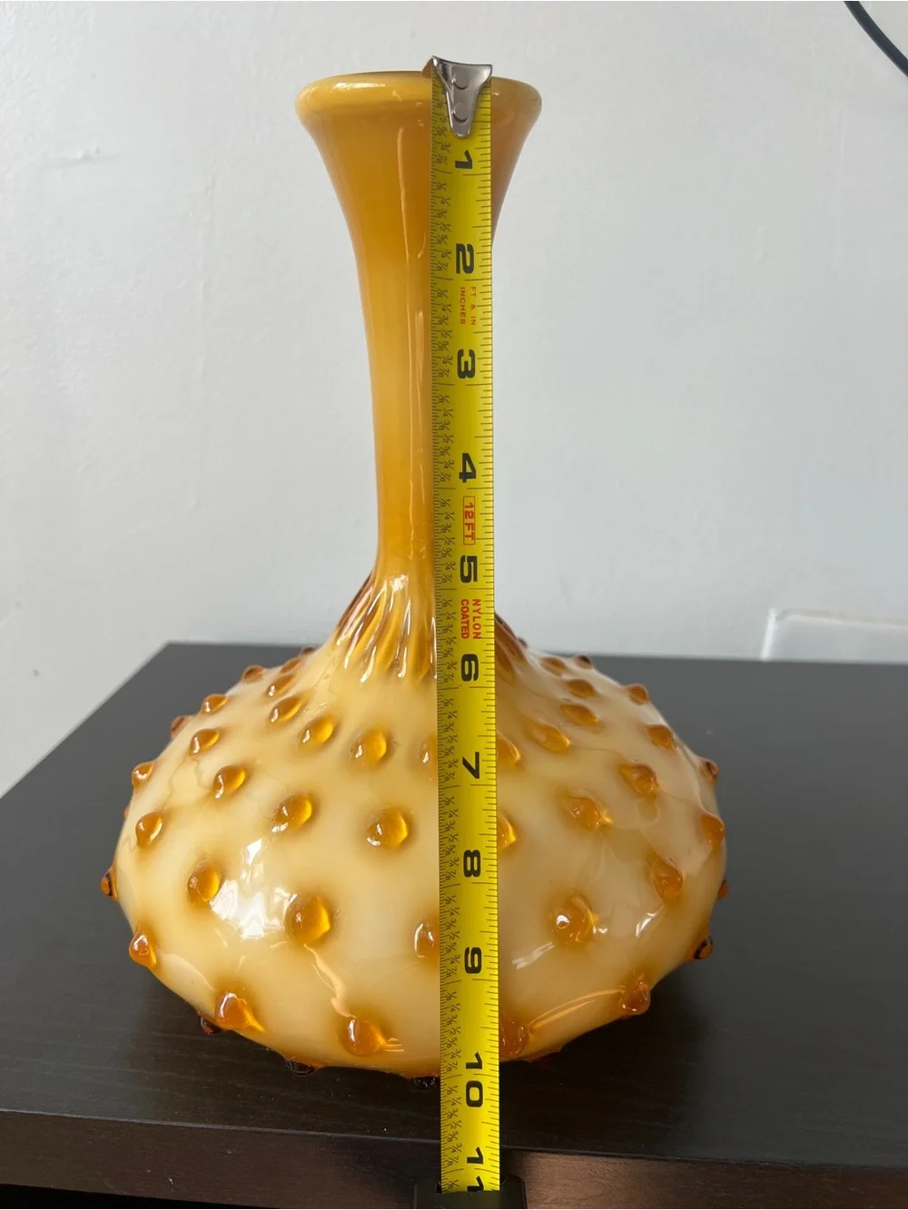 Mid-Century Empoli Italian Cased Glass Hobnail Bottle Vase